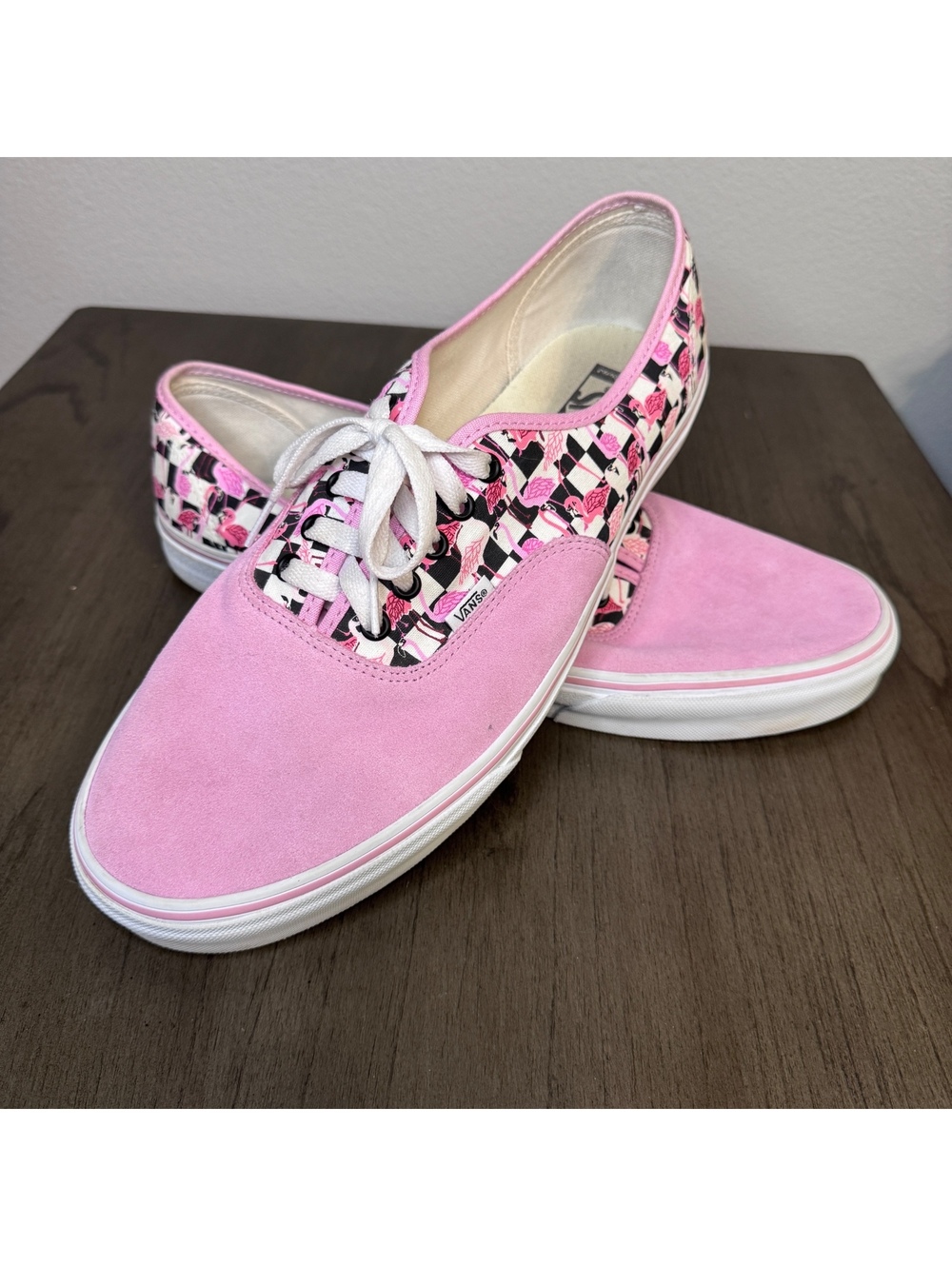 Vans Custom Pink Flamingo Checkerboard Sneakers – Size 14